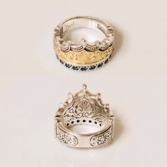 Konstantino Sterling & 18k Blue Topaz Crown Ring - Picture 4 of 8